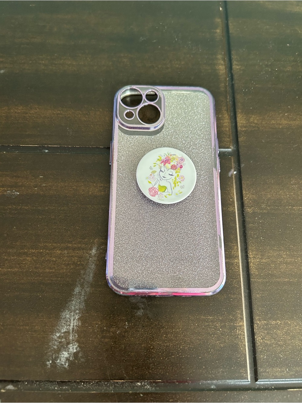 Pink Glitter Phone Case with Floral Pop Socket - Unbranded for iPhone 14